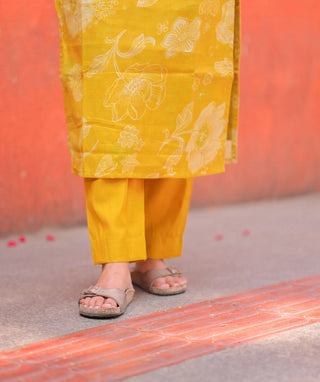 Honey Mustard Bloom Rayon Co-ord Set with Pockets Trend