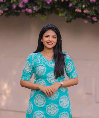Aqua Mandala Cotton Co-Ord Set | Trendy Casual Wear