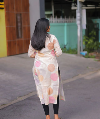 Blush Confetti Cotton Kurti with 3/4 Sleeves for Women