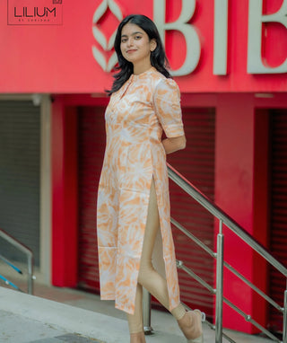Golden Haze Yellow Viscose Chanderi Casual Kurti – Lined