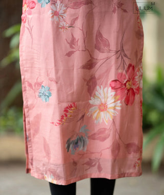 Blush Camellia Muslin Kurti | Floral Casual Wear