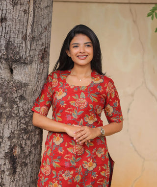 Burnished Pomegranate Cotton Kurti for Everyday Style