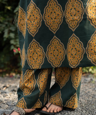 Emerald Dynasty Cotton Co-ord Set with Wide Pants for Women