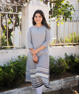 Dove Mist Cotton Rayon Kurti with 3/4 Sleeves – Casual