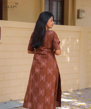 Cocoa Rosewood Cotton Co-ord Set with Elbow Sleeves
