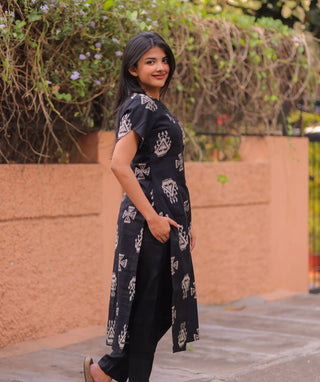 Noir Heritage Printed Co-ord Set in Siberian Tussar
