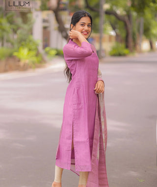 Heather Purple Chanderi Kurti with Shawl – Casual Wear