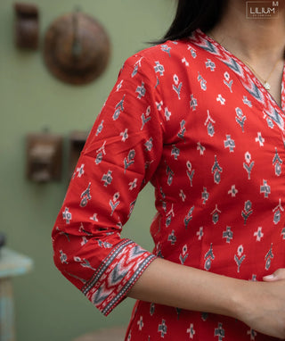 Sindoor Scarlet Cotton Co-Ord Set with Pockets for Women