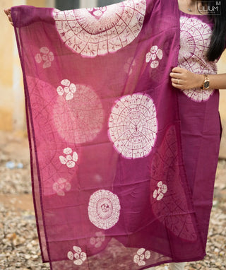 Royal Mulberry Wine Cotton Kurti with Shawl – Casual Wear