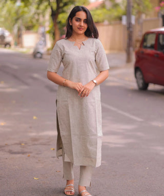Moonstone Mist Cotton Slub Co-ords Set with Pockets | Everyday Chic