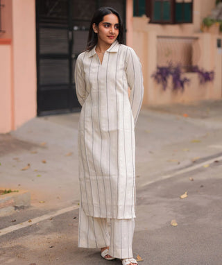 Moonlit Ivory Handloom Jute Cotton Co-ord Set