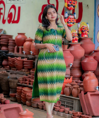 Verdant Green Cotton Kurti – Lined Casual Wear