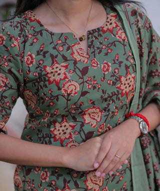 Sagewood Rose Cotton 3-Piece Set with Elbow Sleeves