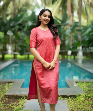 Rosé Gulabi Banaras Silk Festive Kurti with Elbow Sleeves