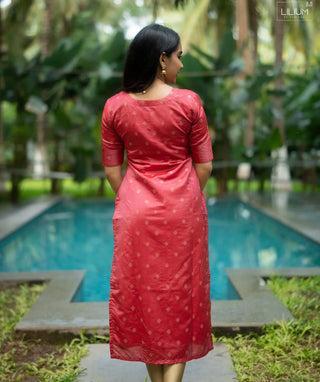 Rosé Gulabi Banaras Silk Festive Kurti with Elbow Sleeves