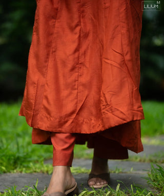 Amber Rust Muslin Silk 3-Piece Festive Set