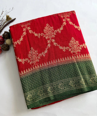 Sindoor Red Banaras Saree with Rich Zari Weave