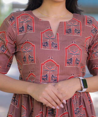 Maple Brown Cotton Maxi Dress – Casual Style