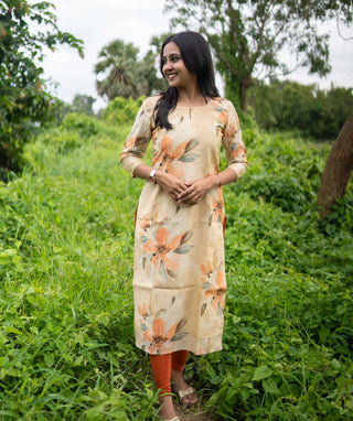 Peach Meadow Ethnic Kurti for Daily Wear