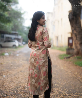 45-Inch Lined Kurti in Hazel Bloom