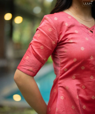Rosé Gulabi Banaras Silk Festive Kurti with Elbow Sleeves