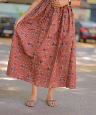 Maple Brown Cotton Maxi Dress – Casual Style