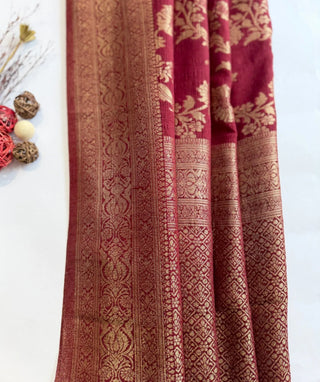 Maroon Royale Banaras Silk Saree with Rich Zari Weave