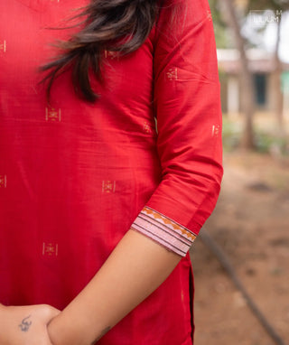 Empress Cherry Chanderi Silk Kurti with Shawl