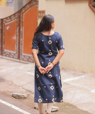 Royal Ink Cotton Kurti – Minimalist Casual Chic