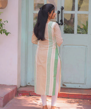 Sage Stripe Cotton Rayon Kurti – Everyday Casual Elegance