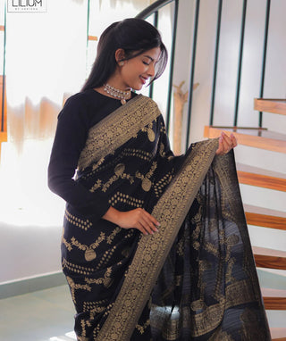 Banarasi Georgette Saree in Midnight Charm