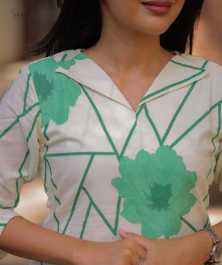 Fresh Fern Blossom Cotton Kurti | Elegant Daily Wear
