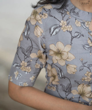 Grey Floral Cotton Co-ords with Pockets