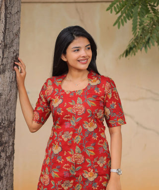 Burnished Pomegranate Cotton Kurti for Everyday Style