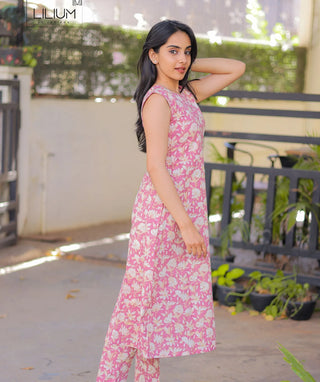 Flamingo Pink Co-ord Dress with Pockets – Cotton Casual Wear