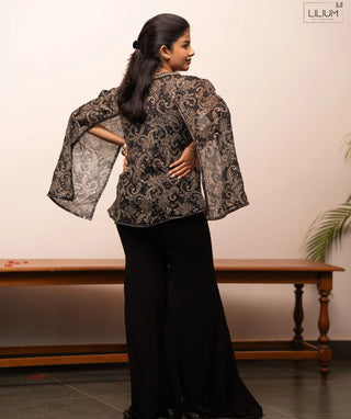 Midnight Antique Paisley Handwork Wide Pant Co-Ord Set