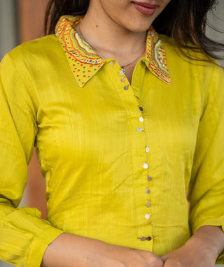 Golden Zest Muslin Co-ord Set with Pockets – Trendy Casual