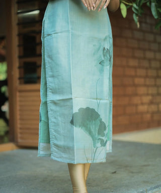Sage Green Tissue Silk Kurti – Casual Wear