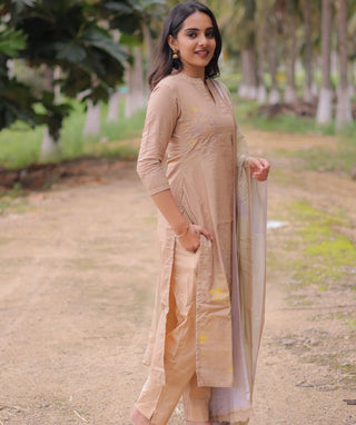 Golden Blush Mist Cotton 3 Piece Set with Pockets