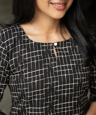 Dark Velvet Black Cotton Kurti – Casual Wear