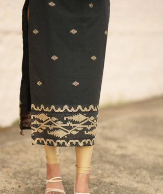 Midnight Noir Handloom Cotton Ready-to-Wear Casual Kurti