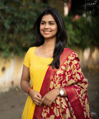 Golden Marigold Handloom Silk 3-Piece Festive Set