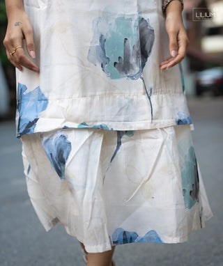 Frosted Azure A-Line Muslin Dress with Lining