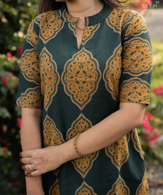 Emerald Dynasty Cotton Co-ord Set with Wide Pants for Women