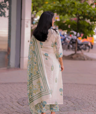 Moonstone Cotton 3-Piece Set in Teal Bloom Print