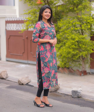 Monsoon Lagoon Modal Cotton Kurti | Everyday Elegant Wear