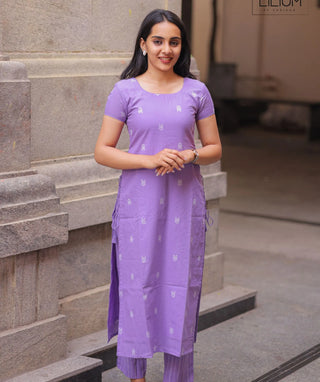Lilac Mist Handloom Cotton Co-ords with Pockets
