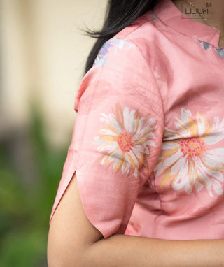 Blush Camellia Muslin Kurti | Floral Casual Wear