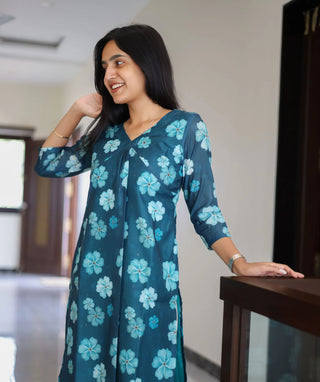 Pine Green Chanderi Kurti - Casual Wear