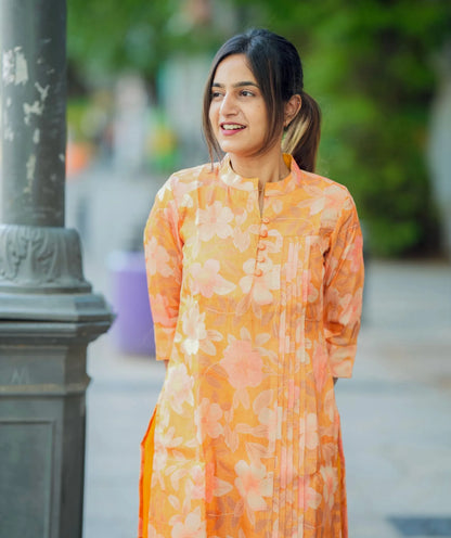 Kanmani - Premium Tangerine Tussar Kurti